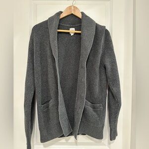 GAP Men's Charcoal Shawl Grandpa Cardigan Sweater Size Medium 100% Cotton